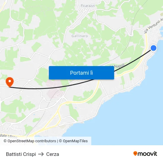 Battisti Crispi to Cerza map