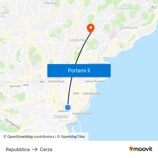 Repubblica to Cerza map