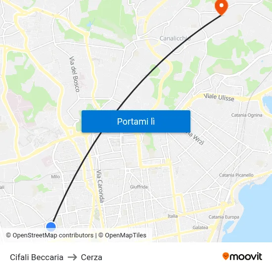 Cifali Beccaria to Cerza map