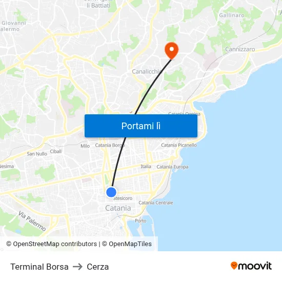 Terminal Borsa to Cerza map