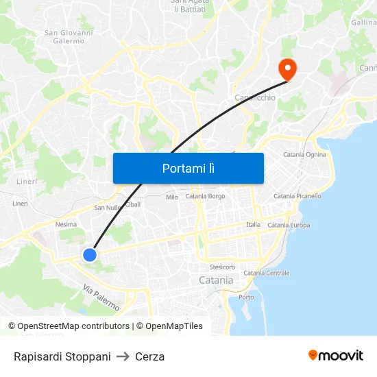Rapisardi Stoppani to Cerza map