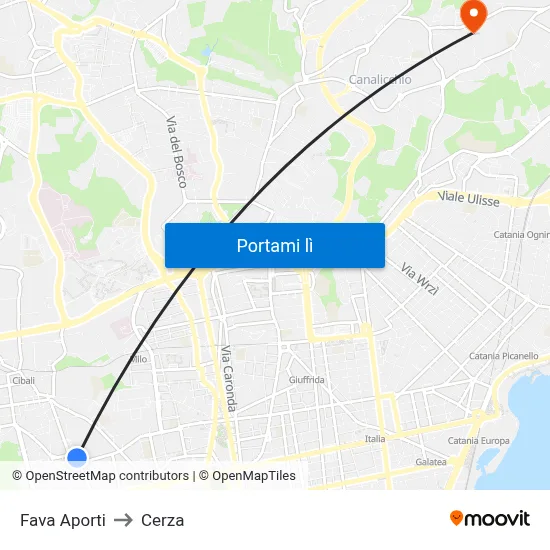 Fava Aporti to Cerza map