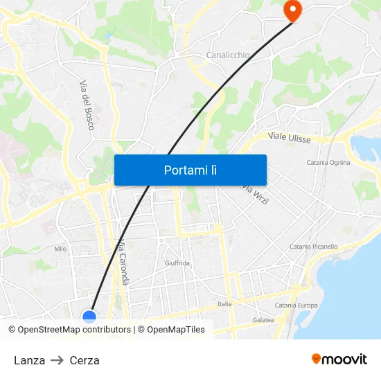 Lanza to Cerza map