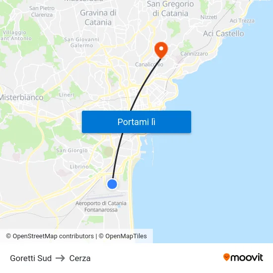 Goretti Sud to Cerza map