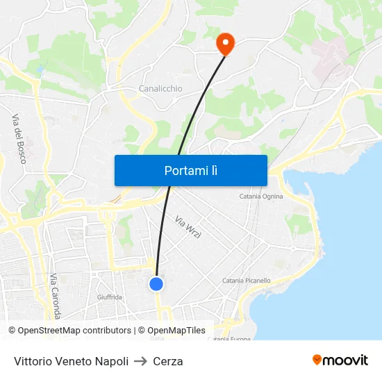 Vittorio Veneto Napoli to Cerza map