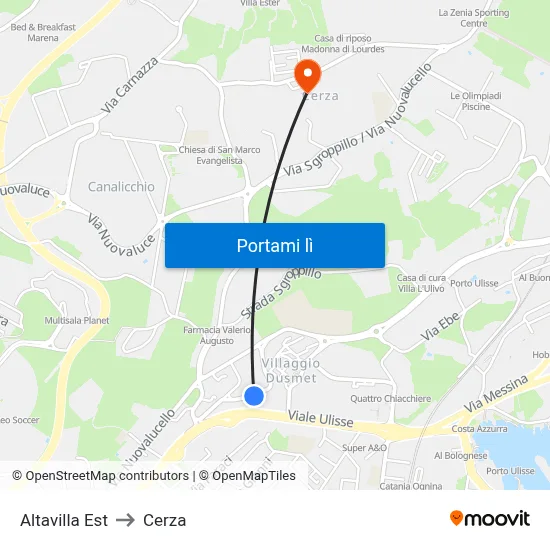 Altavilla Est to Cerza map