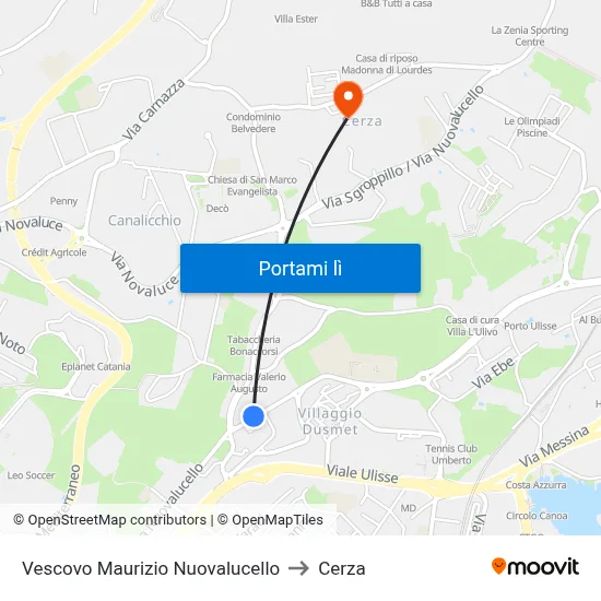 Vescovo Maurizio Nuovalucello to Cerza map