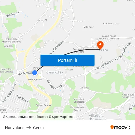 Nuovaluce to Cerza map