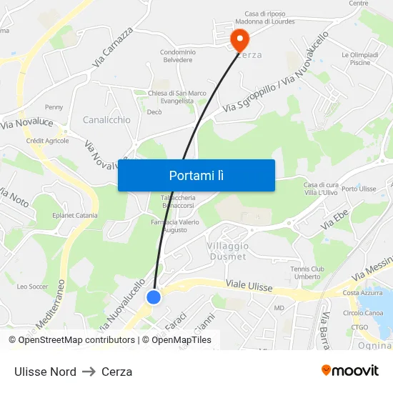 Ulisse Nord to Cerza map