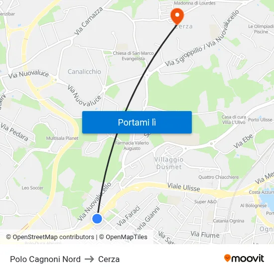 Polo Cagnoni Nord to Cerza map