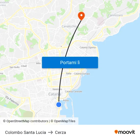 Colombo Santa Lucia to Cerza map