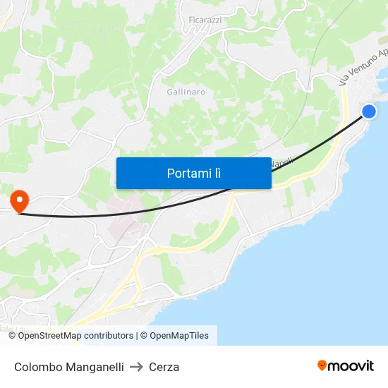 Colombo Manganelli to Cerza map