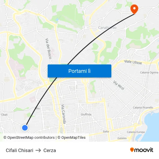 Cifali Chisari to Cerza map