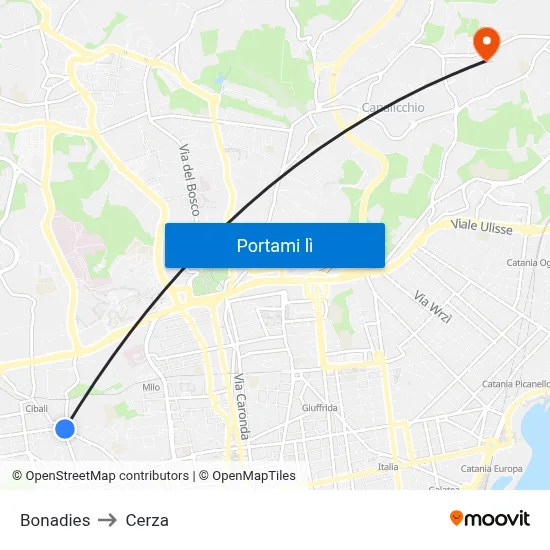 Bonadies to Cerza map