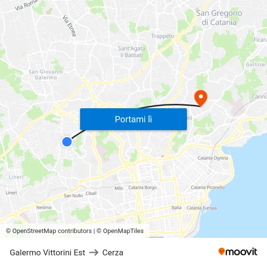 Galermo Vittorini Est to Cerza map