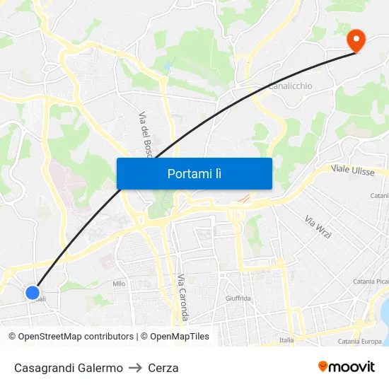 Casagrandi Galermo to Cerza map