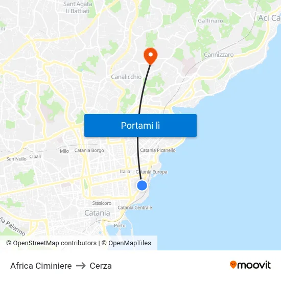 Africa Ciminiere to Cerza map