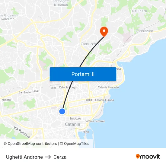 Ughetti Androne to Cerza map