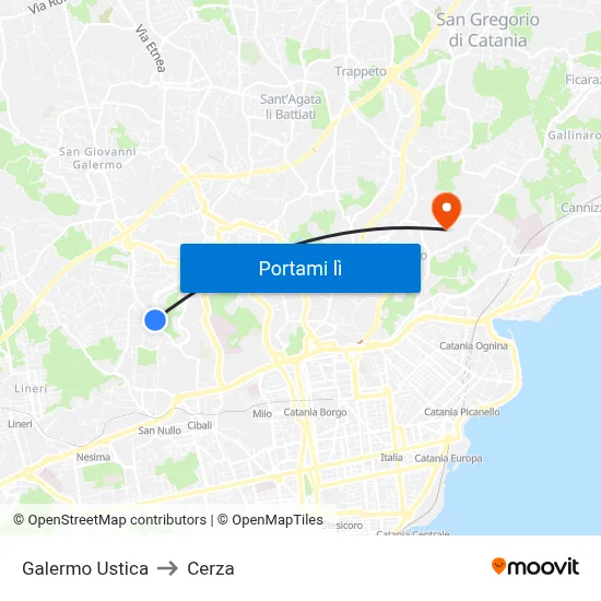 Galermo Ustica to Cerza map