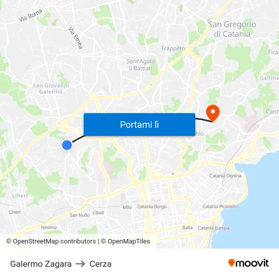 Galermo Zagara to Cerza map