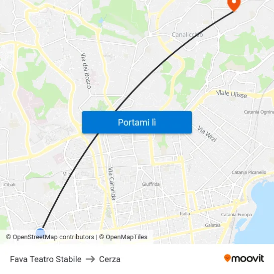 Fava Teatro Stabile to Cerza map