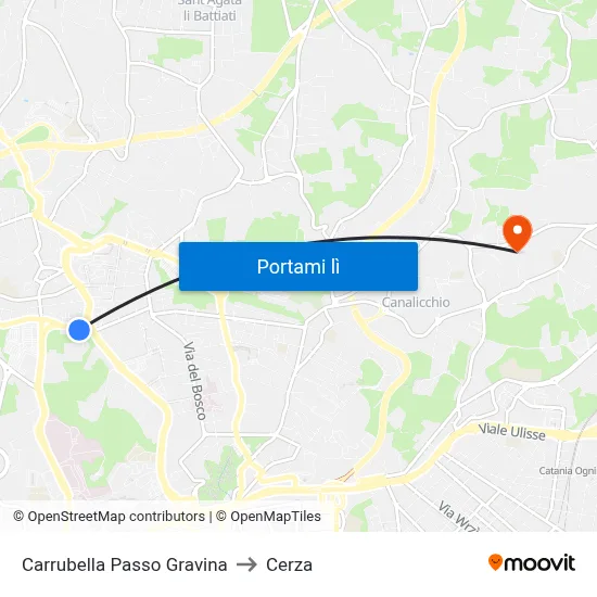 Carrubella Passo Gravina to Cerza map