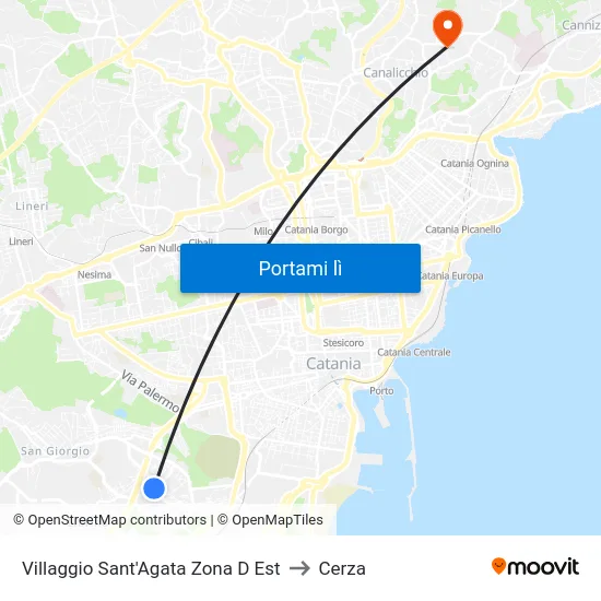 Villaggio Sant'Agata Zona D Est to Cerza map