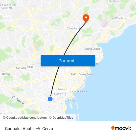 Garibaldi Abate to Cerza map