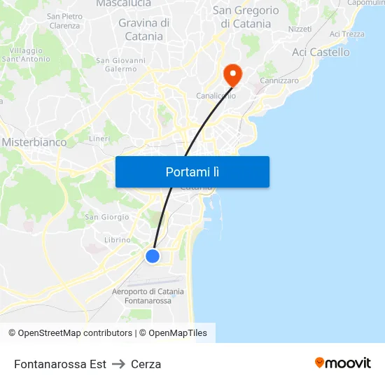 Fontanarossa Est to Cerza map