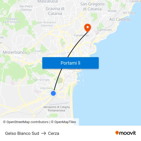 Gelso Bianco Sud to Cerza map