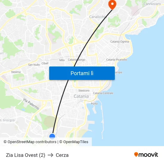 Zia Lisa Ovest (2) to Cerza map