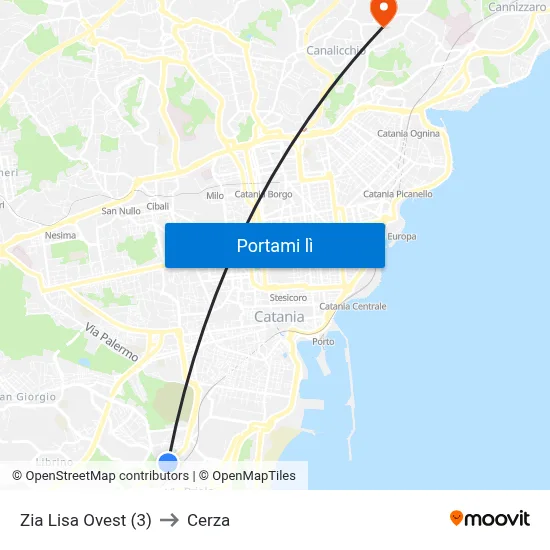 Zia Lisa Ovest (3) to Cerza map