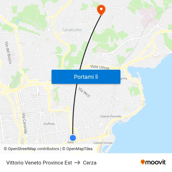 Vittorio Veneto Province Est to Cerza map