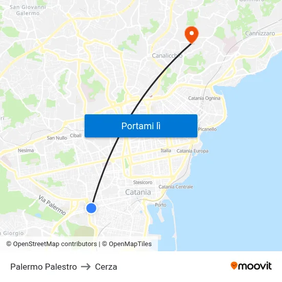 Palermo Palestro to Cerza map
