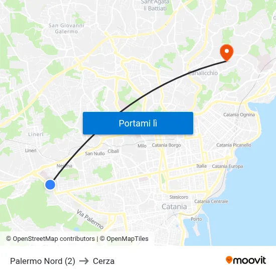 Palermo Nord (2) to Cerza map