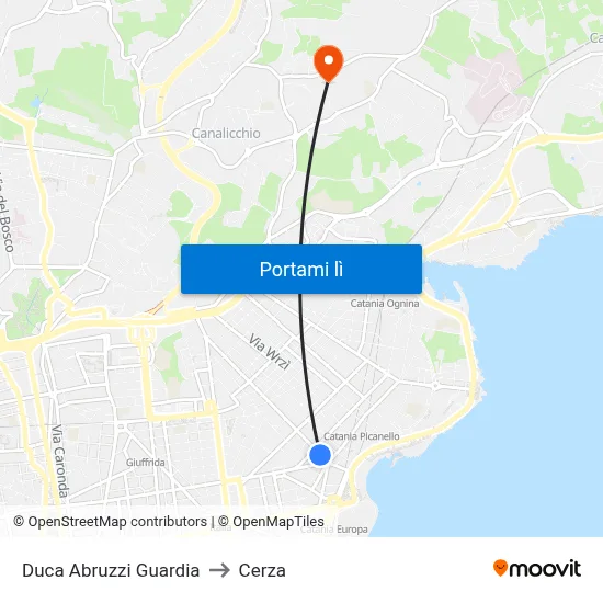 Duca Abruzzi Guardia to Cerza map