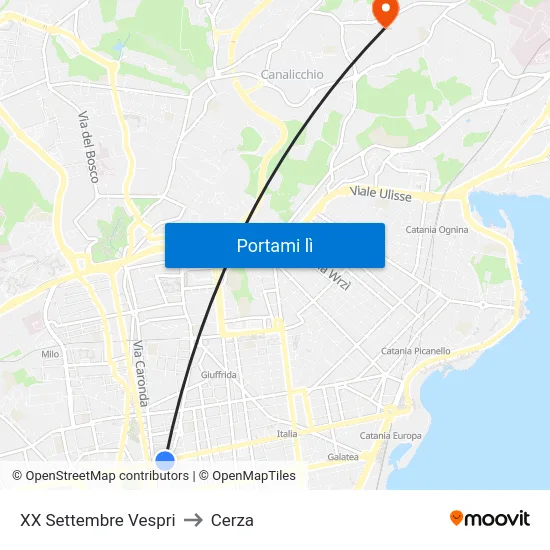 XX Settembre Vespri to Cerza map