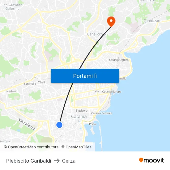 Plebiscito Garibaldi to Cerza map