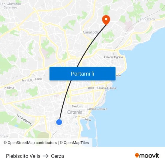 Plebiscito Velis to Cerza map