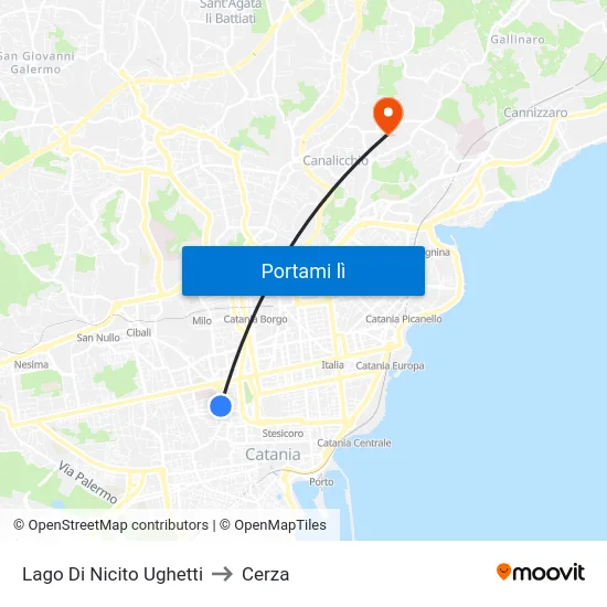 Lago Di Nicito Ughetti to Cerza map
