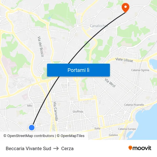 Beccaria Vivante Sud to Cerza map