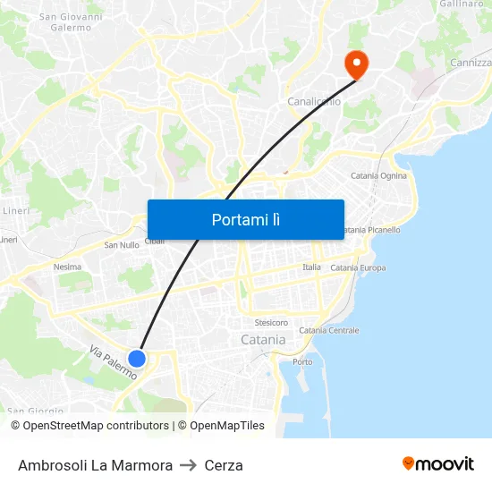 Ambrosoli La Marmora to Cerza map