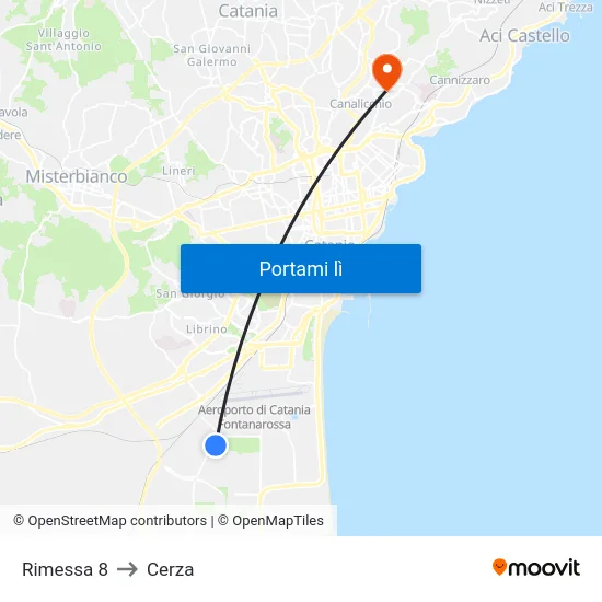 Rimessa 8 to Cerza map