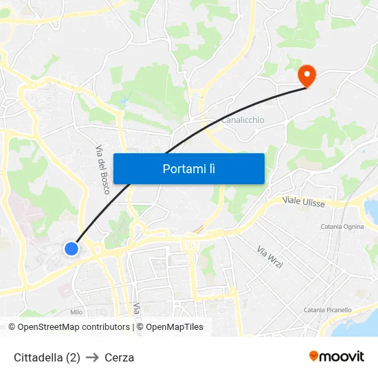 Cittadella (2) to Cerza map