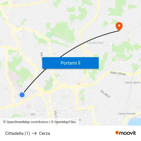 Cittadella (1) to Cerza map
