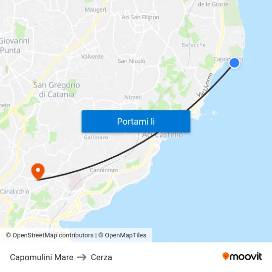 Capomulini Mare to Cerza map