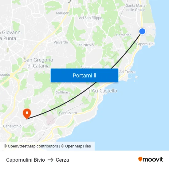 Capomulini Bivio to Cerza map