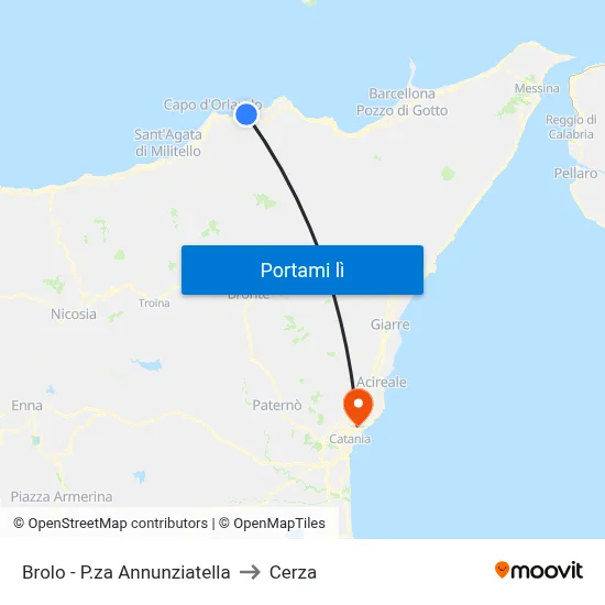 Brolo - P.za Annunziatella to Cerza map