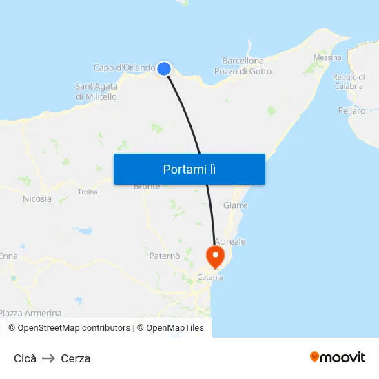 Cicà to Cerza map