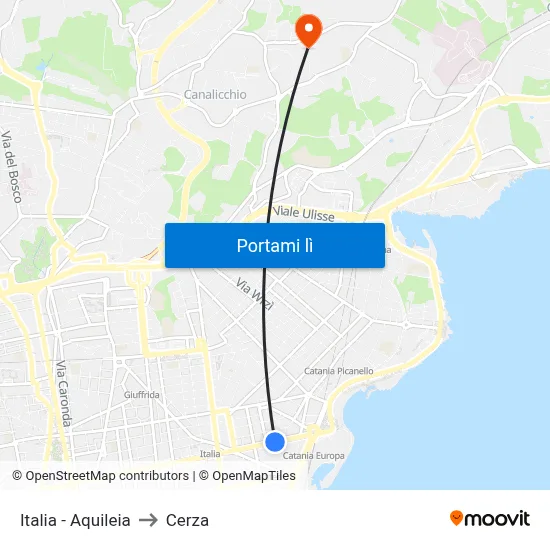 Italia - Aquileia to Cerza map